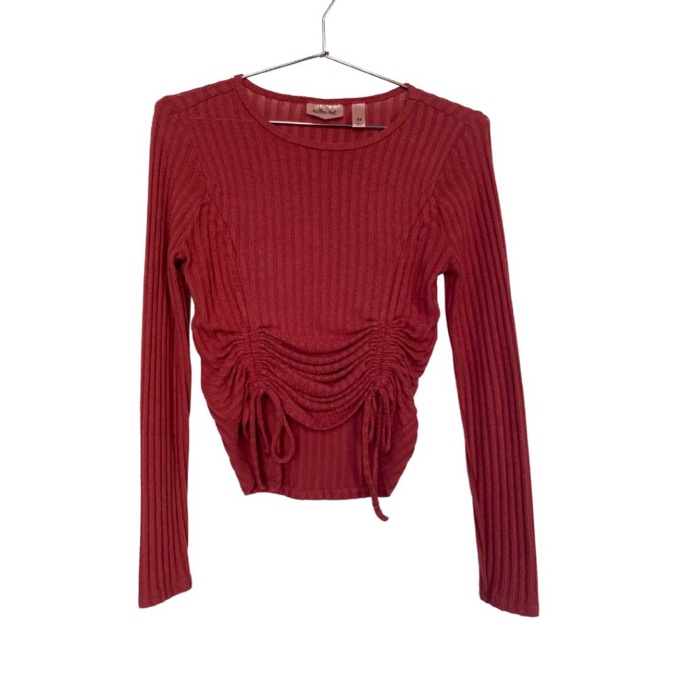 Willow and Root, maroon, knit top, xs